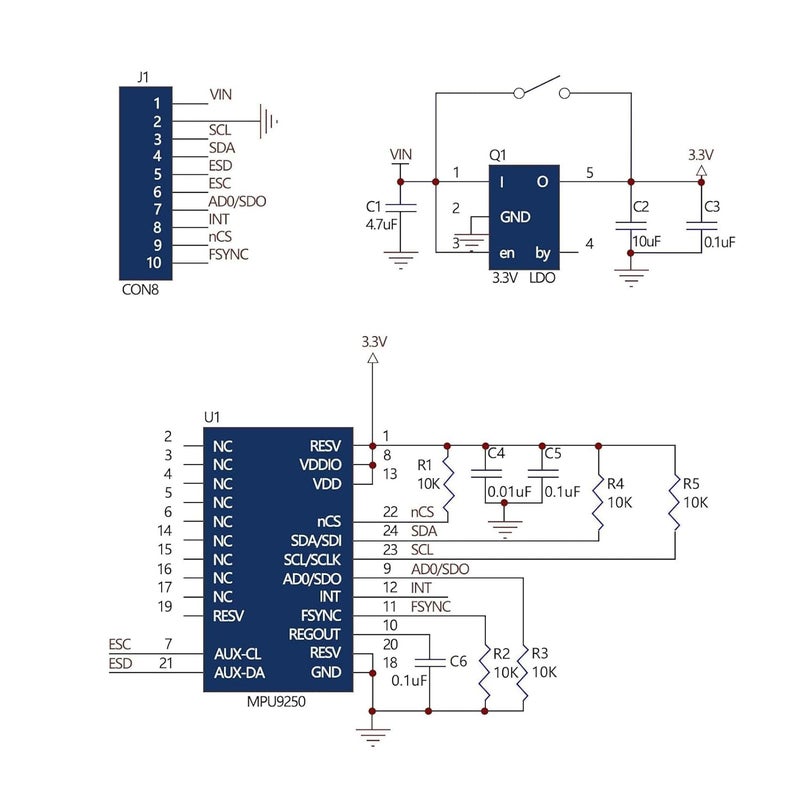 Coliao MPU9250 GY-9250 9-Axis 9 DOF 16 Bit Gyroscope Acceleration Magnetic Sensor Pre-Soldered 9-Axis Attitude +Gyro+Accelerator+Magnetometer Sensor Module IIC/SPI MPU9250/6500 for Raspberry Pi ESP32 - Image 4